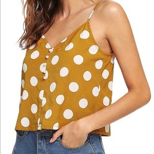 Polka Dot Cropped Cami With Pearly Buttons